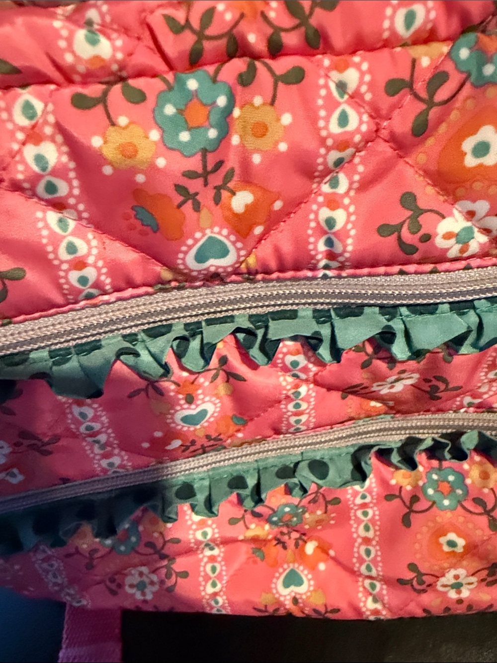 Matilda Jane Coral Pink Floral Quilted Kids Backpack with Teal Accents - Picture 11 of 11